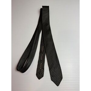Prince Consort All Silk Button Down Tie Olive‎ Green Black Diagonal Stripe